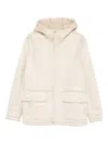 Daniele Alessandrini Minimalist Off-white Jacket With Hood And Concealed Closure In White