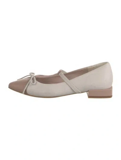 Pre-owned Daniele Alessandrini Leather Bow Accents Mary Jane Flats In Neutral