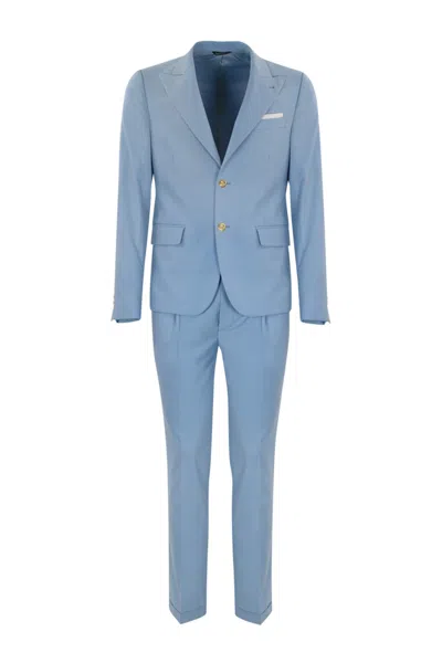 Daniele Alessandrini Light Blue Single-breasted Suit In Azzurro
