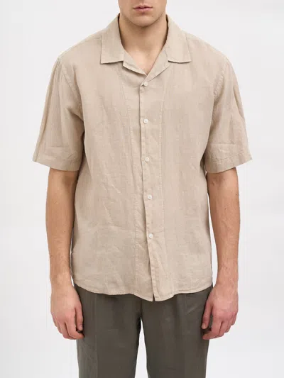 Daniele Alessandrini Linen Bowling Shirt In Neutral