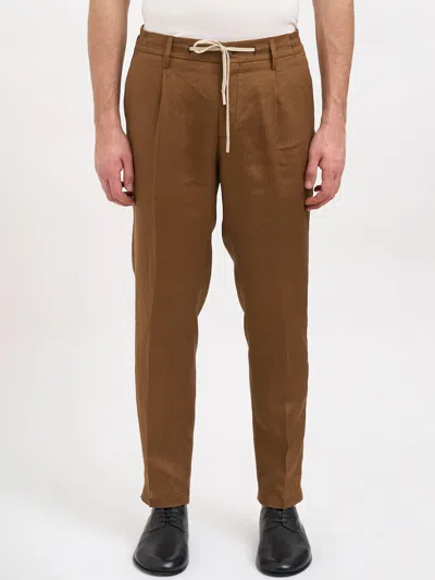 Daniele Alessandrini Linen Pants In Brown