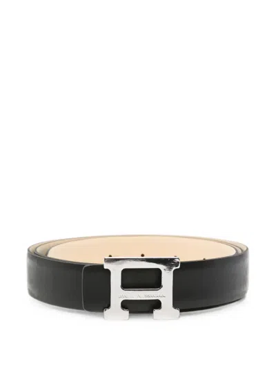 Daniele Alessandrini Logo-plaque Leather Belt In Black