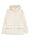 Daniele Alessandrini Minimalist Off-white Jacket With Hood And Concealed Closure In Neutral