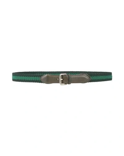 Daniele Alessandrini Man Belt Dark Green Size 42 Leather, Textile Fibers