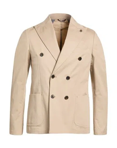 Daniele Alessandrini Man Blazer Beige Size 44 Cotton, Elastane In Neutral