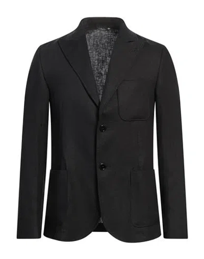 Daniele Alessandrini Man Blazer Black Size 42 Linen, Viscose In Black