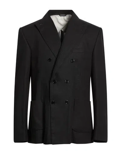 Daniele Alessandrini Man Blazer Black Size 46 Linen, Viscose