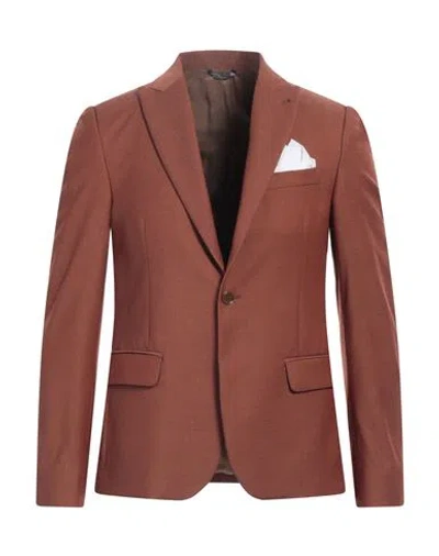Daniele Alessandrini Man Blazer Brown Size 38 Polyester, Viscose, Elastane