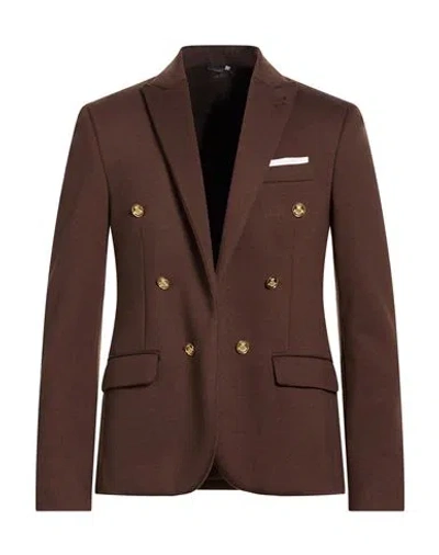 Daniele Alessandrini Man Blazer Brown Size 38 Polyester, Viscose, Elastane
