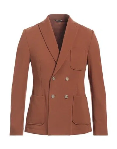 Daniele Alessandrini Man Blazer Brown Size 40 Cotton, Polyamide, Elastane