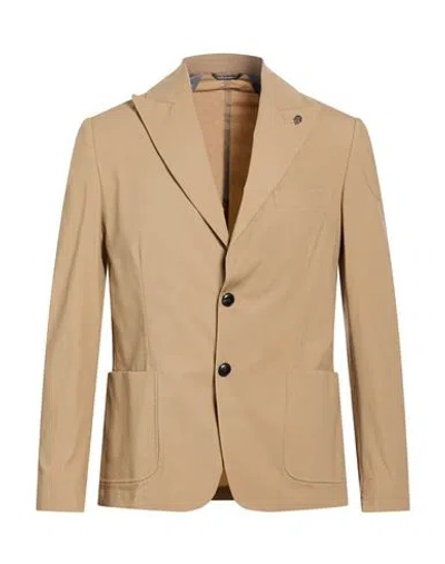 Daniele Alessandrini Man Blazer Camel Size 38 Cotton, Elastane In Brown