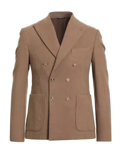Daniele Alessandrini Man Blazer Camel Size 40 Cotton, Polyester, Viscose, Elastane