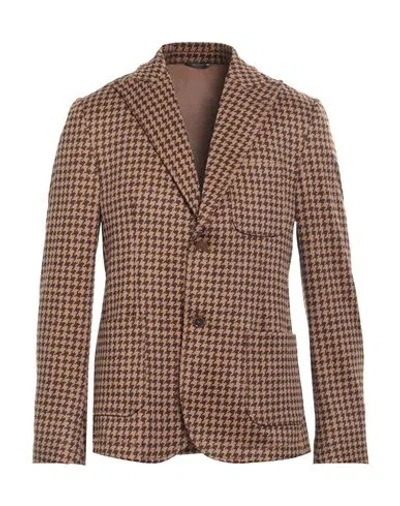 Daniele Alessandrini Man Blazer Camel Size 42 Polyester, Elastane In Beige