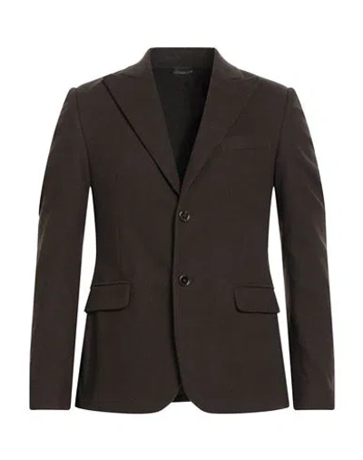 Daniele Alessandrini Man Blazer Chocolate Brown Size 38 Cotton, Polyester, Viscose, Elastane