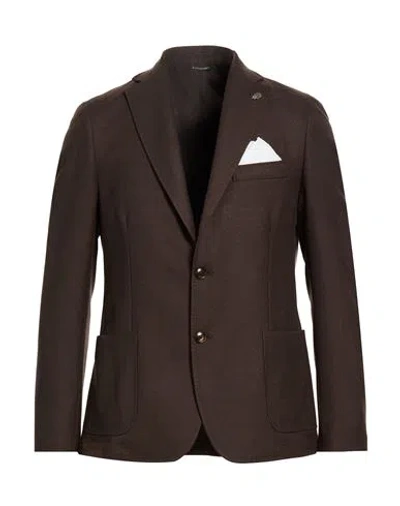 Daniele Alessandrini Man Blazer Dark Brown Size 40 Polyester, Wool