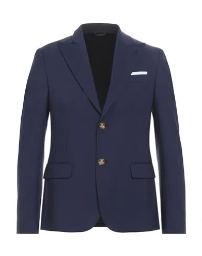Daniele Alessandrini Man Blazer Dark Purple Size 38 Wool, Elastane In Blue