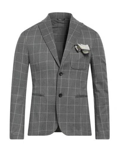 Daniele Alessandrini Man Blazer Grey Size 36 Polyester, Viscose, Elastane In Burgundy