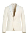 Daniele Alessandrini Man Blazer Ivory Size 36 Polyester, Viscose, Elastane In Multi