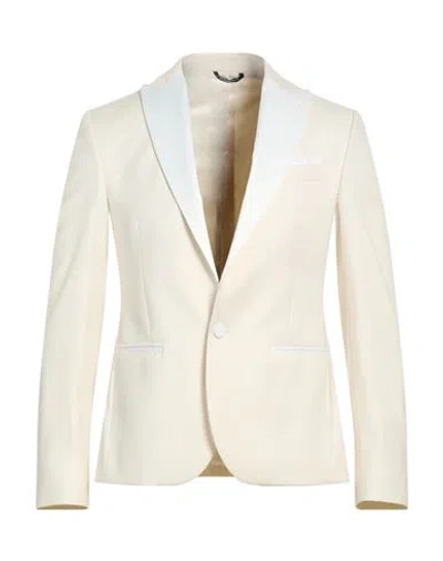 Daniele Alessandrini Man Blazer Ivory Size 36 Polyester, Viscose, Elastane In Multi