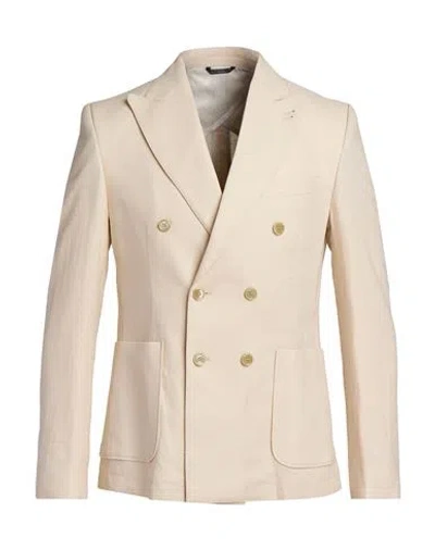 Daniele Alessandrini Man Blazer Ivory Size 40 Linen, Viscose In Multi