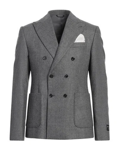 Daniele Alessandrini Man Blazer Lead Size 44 Wool, Acrylic, Polyamide, Cashmere In Gray