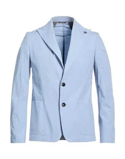 Daniele Alessandrini Man Blazer Light Blue Size 38 Cotton, Elastane