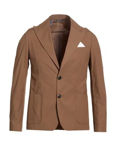 Daniele Alessandrini Man Blazer Light Brown Size 36 Cotton, Elastane