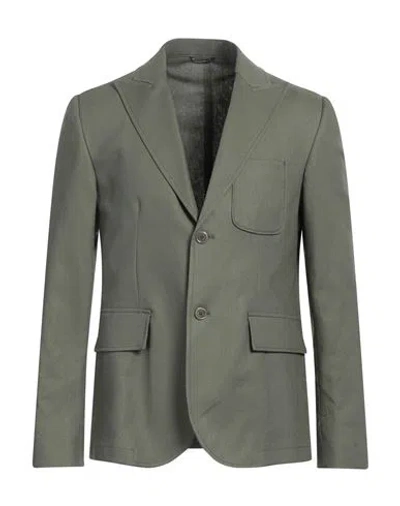 Daniele Alessandrini Man Blazer Military Green Size 40 Linen, Cotton In Green