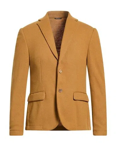 Daniele Alessandrini Man Blazer Mustard Size 38 Polyester, Acrylic, Viscose In Gold