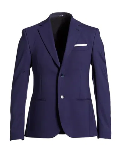 Daniele Alessandrini Man Blazer Navy Size 38 Wool, Elastane In Blue