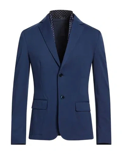 Daniele Alessandrini Man Blazer Navy Size 42 Cotton, Polyamide, Elastane In Multi