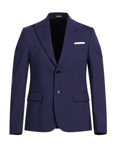 Daniele Alessandrini Man Blazer Purple Size 42 Wool, Elastane In Blue