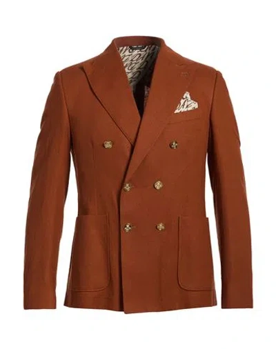 Daniele Alessandrini Man Blazer Tan Size 40 Linen, Viscose In Brown
