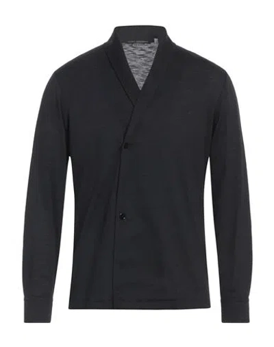 Daniele Alessandrini Man Cardigan Black Size L Polyester, Viscose, Elastane