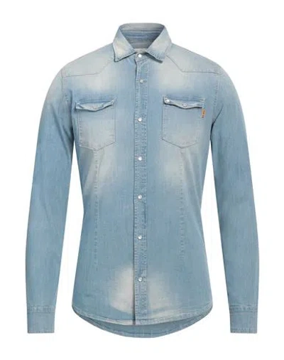 Daniele Alessandrini Man Denim Shirt Blue Size L Cotton, Elastane