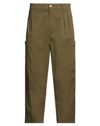 Daniele Alessandrini Man Pants Military Green Size 32 Cotton, Elastane In Animal Print