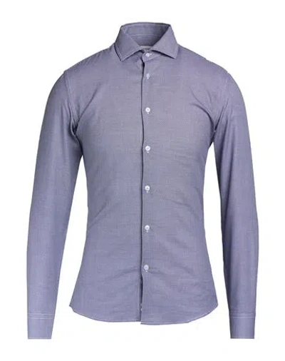 Daniele Alessandrini Man Shirt Midnight Blue Size 17 ¾ Cotton In Purple