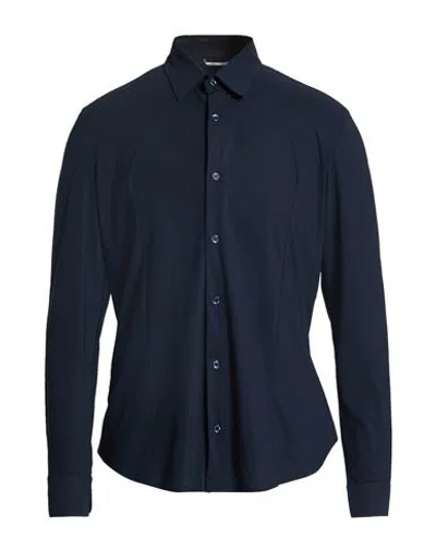 Daniele Alessandrini Man Shirt Midnight Blue Size 17 ½ Polyamide, Elastane