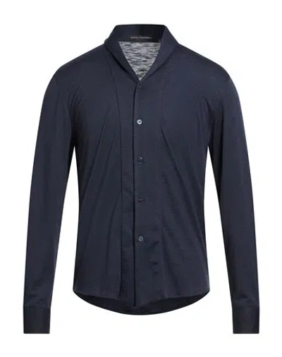 Daniele Alessandrini Man Shirt Midnight Blue Size S Polyester, Viscose, Elastane