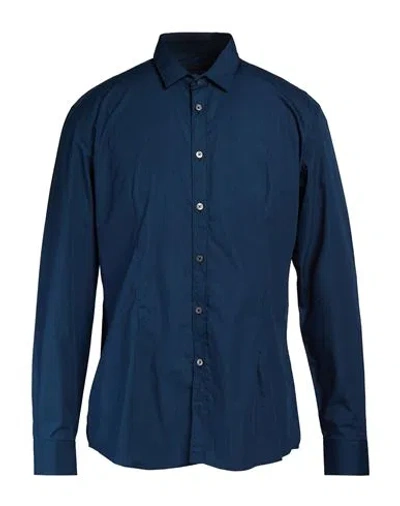 Daniele Alessandrini Man Shirt Navy Size 15 Cotton, Elastane In Black