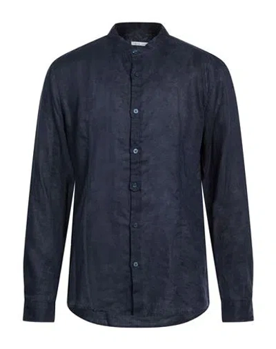 Daniele Alessandrini Man Shirt Navy Size Xxl Linen In Blue