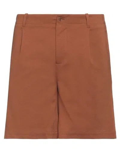 Daniele Alessandrini Man Shorts & Bermuda Shorts Brown Size 34 Cotton, Polyamide, Elastane