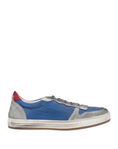 Daniele Alessandrini Man Sneakers Blue Size 7 Leather