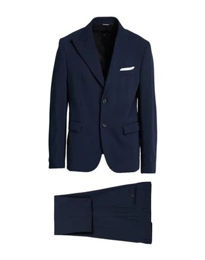 Daniele Alessandrini Man Suit Navy Size 38 Polyester, Viscose, Wool, Elastane In Blue