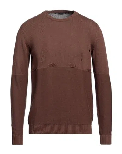 Daniele Alessandrini Man Sweater Brown Size 44 Cotton