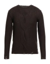 Daniele Alessandrini Man Sweater Chocolate Brown Size 38 Wool, Polyamide In Animal Print