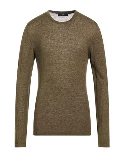 Daniele Alessandrini Man Sweater Military Green Size 40 Viscose, Linen In Brown