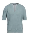 Daniele Alessandrini Man Sweater Pastel Blue Size 36 Linen, Cotton