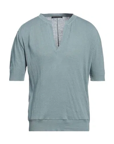 Daniele Alessandrini Man Sweater Pastel Blue Size 38 Linen, Cotton