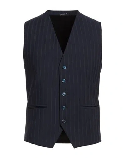 Daniele Alessandrini Man Tailored Vest Midnight Blue Size 36 Wool, Polyester, Elastane